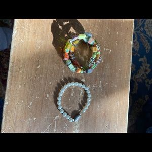 Wrap bracelet and costume pearl bracelet